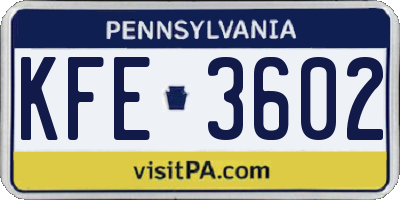 PA license plate KFE3602