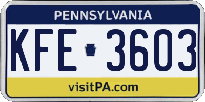 PA license plate KFE3603