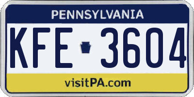 PA license plate KFE3604