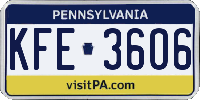 PA license plate KFE3606