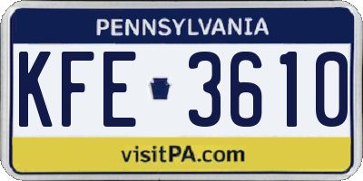 PA license plate KFE3610