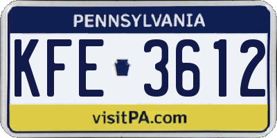 PA license plate KFE3612