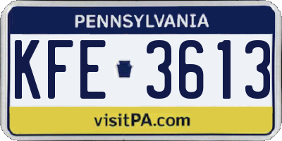 PA license plate KFE3613