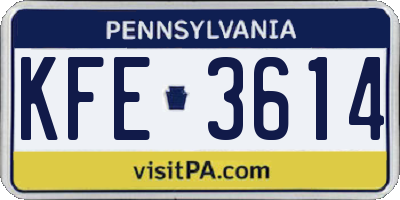 PA license plate KFE3614