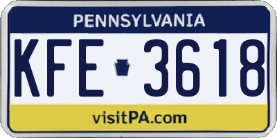 PA license plate KFE3618