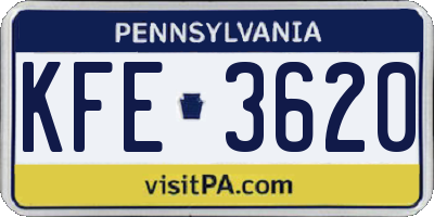 PA license plate KFE3620