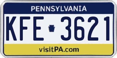 PA license plate KFE3621