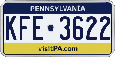 PA license plate KFE3622