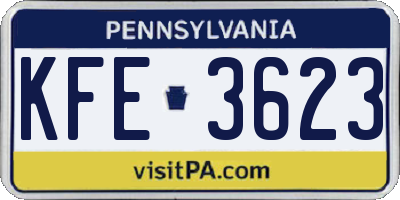 PA license plate KFE3623