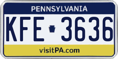 PA license plate KFE3636