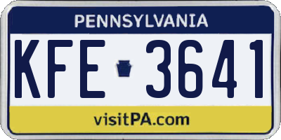 PA license plate KFE3641