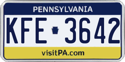 PA license plate KFE3642