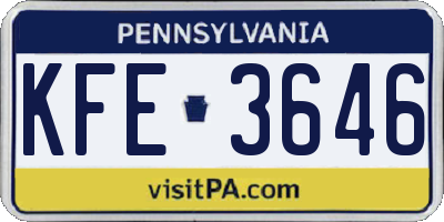 PA license plate KFE3646