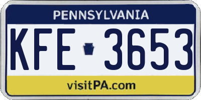 PA license plate KFE3653