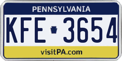 PA license plate KFE3654