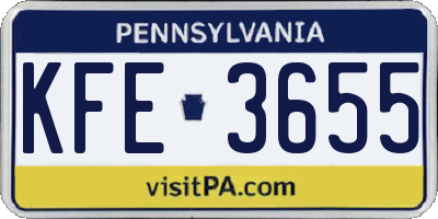 PA license plate KFE3655