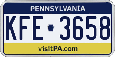 PA license plate KFE3658