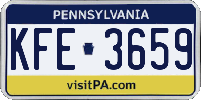 PA license plate KFE3659