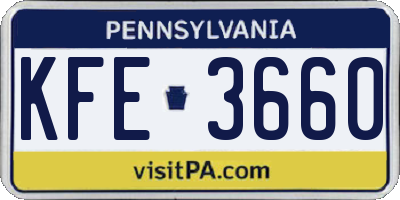 PA license plate KFE3660