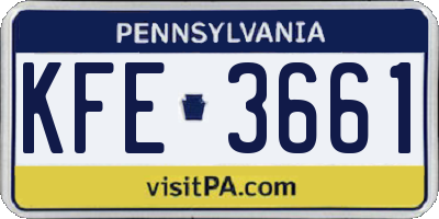 PA license plate KFE3661