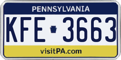PA license plate KFE3663