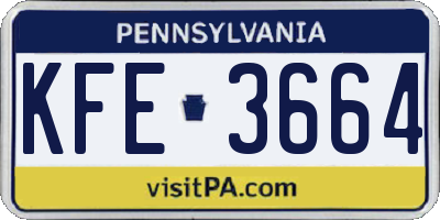 PA license plate KFE3664