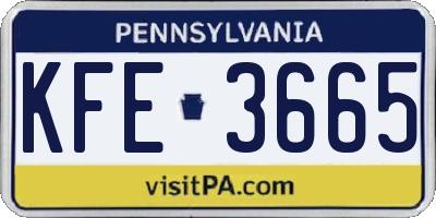 PA license plate KFE3665