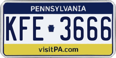 PA license plate KFE3666
