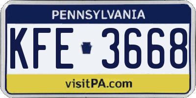 PA license plate KFE3668