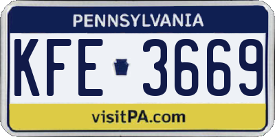 PA license plate KFE3669