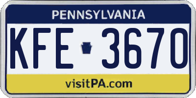 PA license plate KFE3670