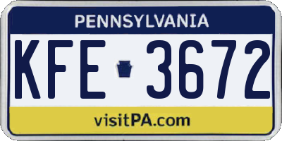 PA license plate KFE3672