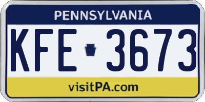 PA license plate KFE3673