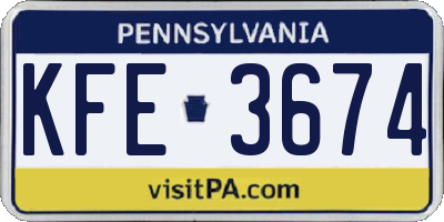 PA license plate KFE3674