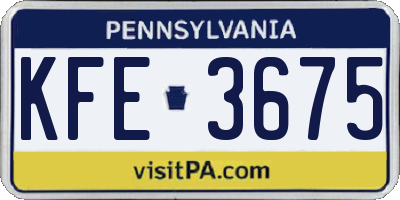 PA license plate KFE3675