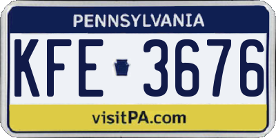PA license plate KFE3676