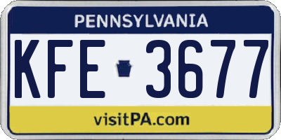 PA license plate KFE3677