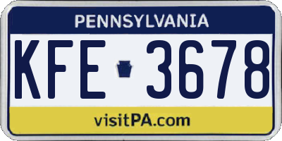 PA license plate KFE3678
