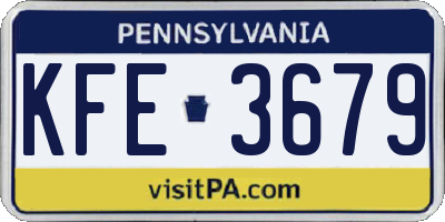 PA license plate KFE3679