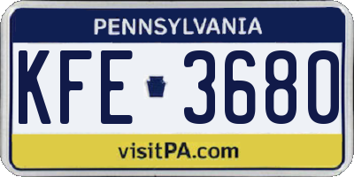 PA license plate KFE3680