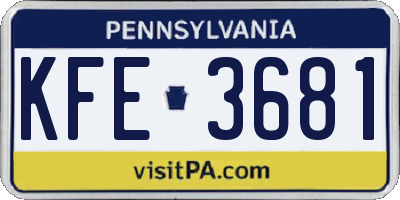 PA license plate KFE3681