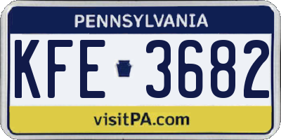 PA license plate KFE3682
