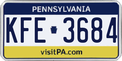 PA license plate KFE3684
