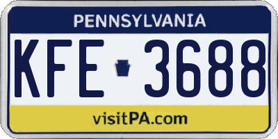PA license plate KFE3688
