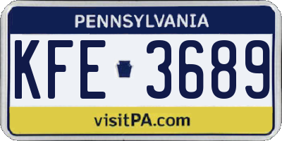 PA license plate KFE3689