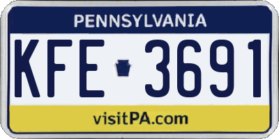 PA license plate KFE3691