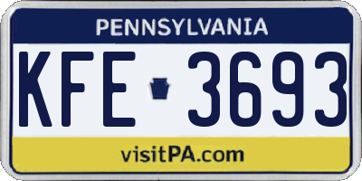 PA license plate KFE3693