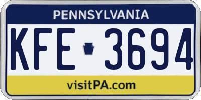 PA license plate KFE3694