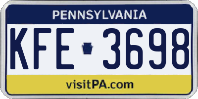 PA license plate KFE3698