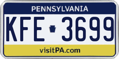 PA license plate KFE3699